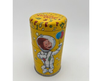 Vintage Curious George Nesting Tin Music Box Schylling 1995 Yellow Stackable Toy