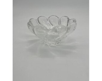 Centro de mesa vintage em cristal transparente com formato de espiral e borda ondulada, 14 cm (5,5 polegadas)