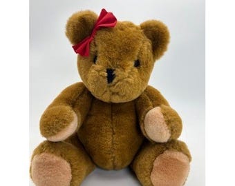 Vintage 1983 Carousel by Guy Brown Teddy Bear Red Bow Plush Stuffed Animal 11"