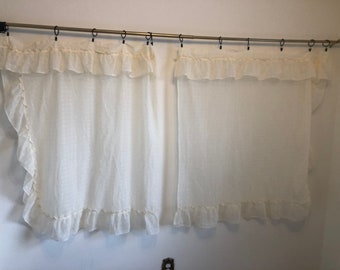 Vintage Curtains Vintage Drapery Orange And Brown Mesh Etsy