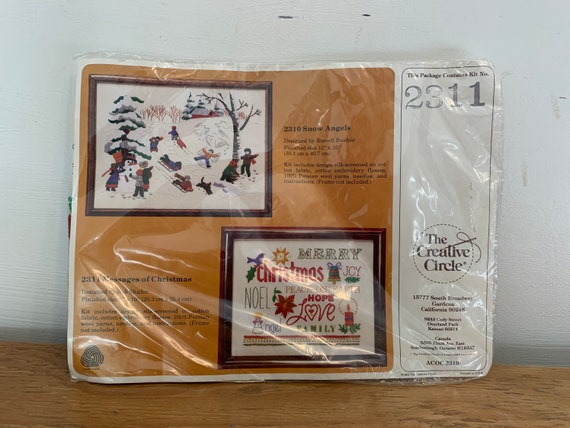 Messages of Christmas, Creative Circle Kit # 2311, new and sealed embroidery kit, vintage embroidery, Persian wool and cotton thread
