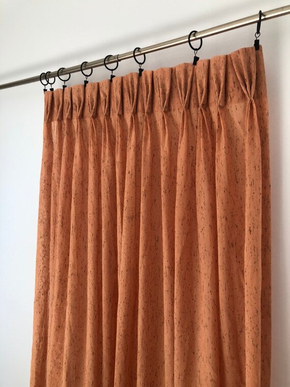 Sheer Orange Curtain Vintage Curtain Panel Net Curtain Etsy