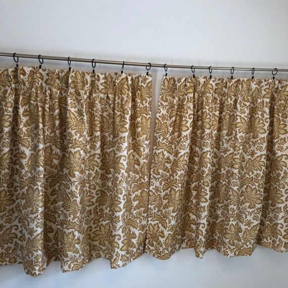Gold Curtains Vintage Curtains Pair 38 By 44 Etsy