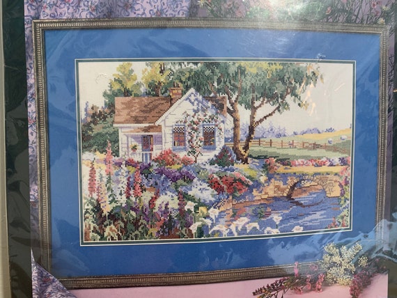 This Side of Heaven - Bucilla counted cross stitch kit No 40628 - open bag / unworked - Erin Dertner - 16" by 10" vintage cross stitch kit