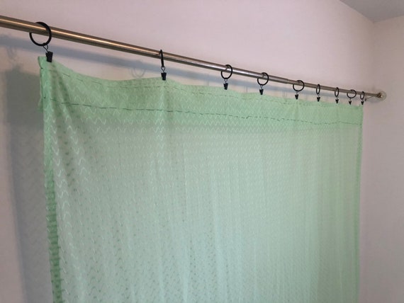 Sheer Green Curtain Vintage Curtain Panel Mint Green Net Etsy