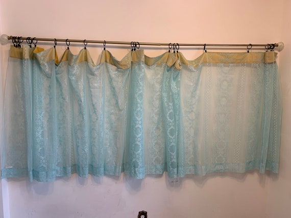 Vintage Blue Lace Curtains Set Of Two Extra Wide Australia Vintage Blue Lace Curtains Set Of Two, 104 Inch Wide Curtains