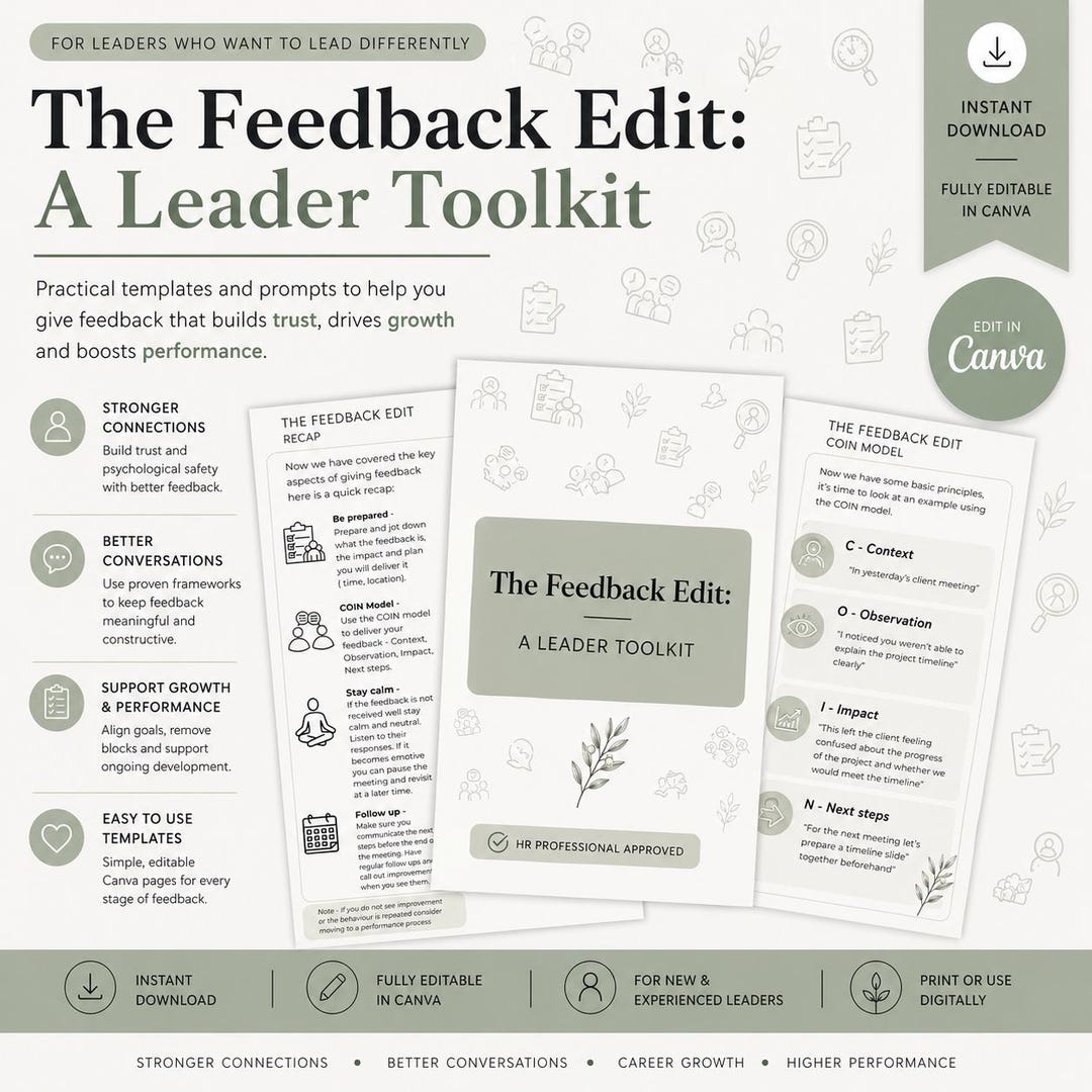 Manager Feedback Toolkit | Tough Conversation Prep Template | (canva ...