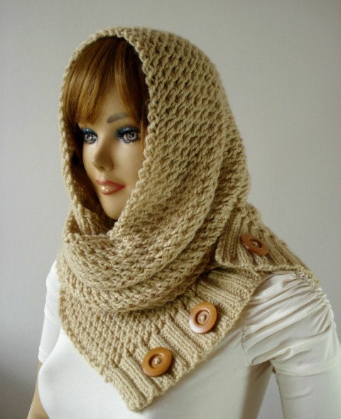 ◇sinoon◇ Knit Muffler (Candy) KNITTING PATTERN HOODED Cowl Scarf - Loulou Hood Scarf Cowl