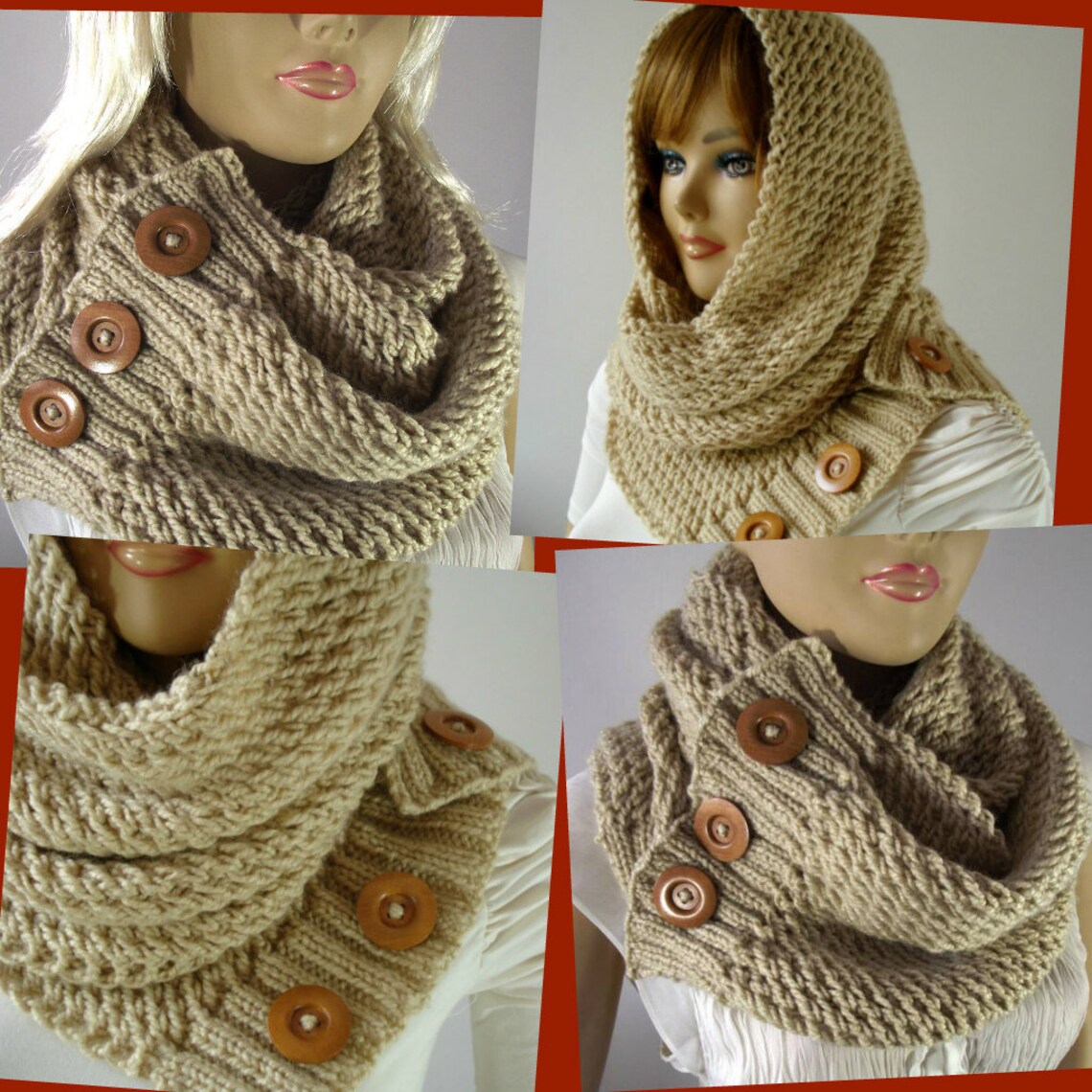 KNITTING PATTERN SCARF Big Scarf Patterns Loulou Scarf Cowl Etsy