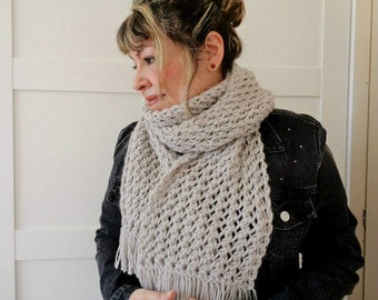 KNITTING SCARF PATTERN Central Park with Fringes Big Scarf for women Big Warm Cowl Pattern pdf file pattern Instant Download