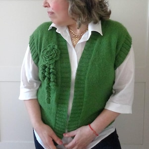 Vest Knitting Pattern woman knit vest slipover Valentina Vest, easy to knit, sleeveless top, beginner friendly tutorial, pdf pattern