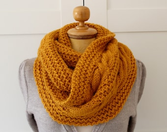 KNITTING PATTERN SCARF Chunky winter knit scarf pattern - London Scarf Cowl Pattern - Big Infinity Scarf Cowl pdf file Instant Download