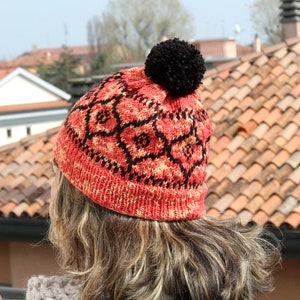 KNITTING HAT PATTERN Italian Vetro Hat beanie Hat pattern woman girl Hat pdf Pattern instant download easy fair isle knit hat image 2