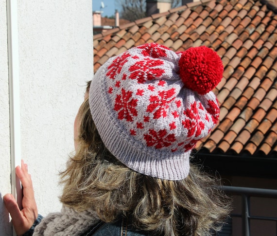 KNITTING HAT PATTERN Cosmos Flowers Hat 