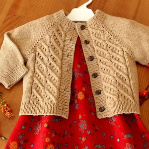 KNITTING PATTERN Biscotti Baby Cardigan easy cables baby and toddlers cardigan pdf pattern Instant Download pattern include many sizes