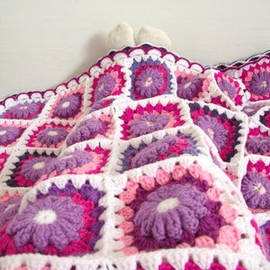 CROCHET PATTERN BLANKET Majesty Blanket granny squares blanket flowers blanket crocheted baby blanket pdf instant download motif flowers image 5