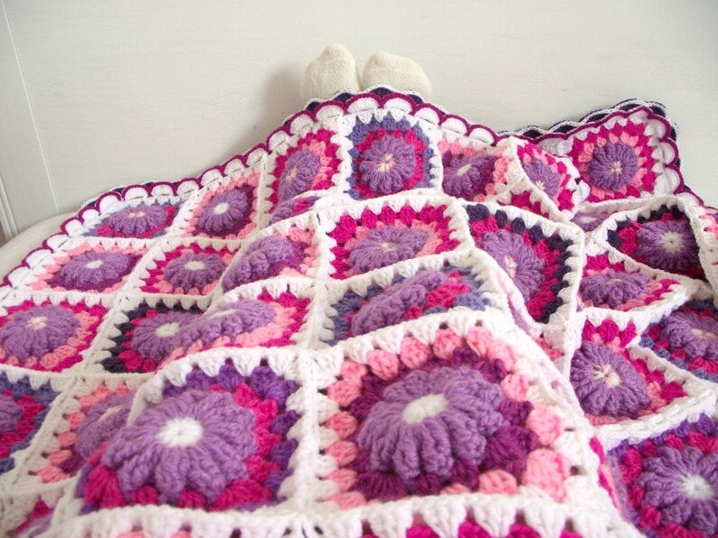 CROCHET PATTERN BLANKET Majesty Blanket granny squares blanket flowers blanket crocheted baby blanket pdf instant download motif flowers image 5