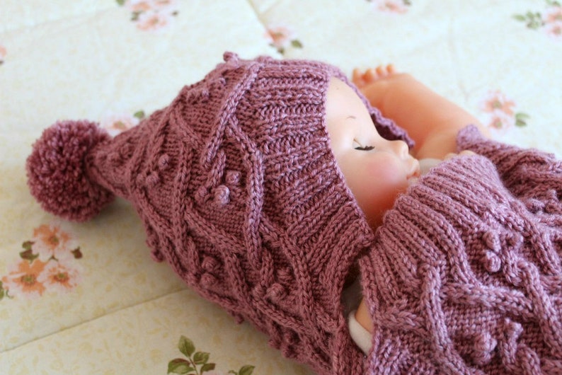 BABY COCOON Knitting Pattern Eden Cottage Baby Cocoon pdf pattern Instant Download baby sleeping bag knit pattern for babies knitting gift image 5