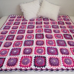 CROCHET PATTERN BLANKET Majesty Blanket granny squares blanket flowers blanket crocheted baby blanket pdf instant download motif flowers image 1