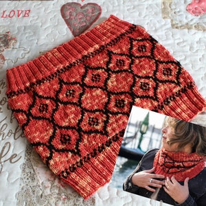 KNITTING PATTERN Cowl - Italian Vetro Cowl - cowl neck cowl pattern cowl scarf pdf pattern Instant Download, easy cowl knit pattern