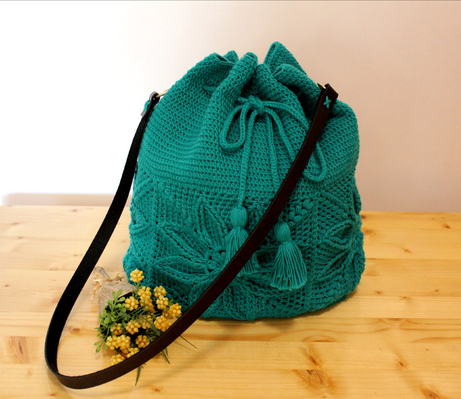 CROCHET PATTERN BAG Stella Bag Shoulder Bag Leather Handle Pdf Etsy