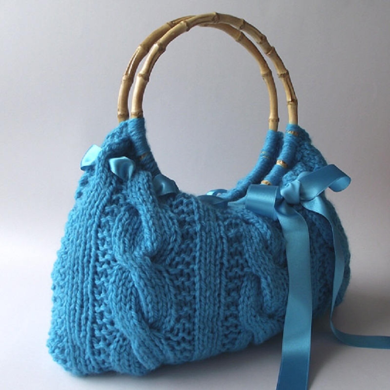 KNITTING BAG PATTERN Handbag with Lace Ribbon Lucia Bag Etsy