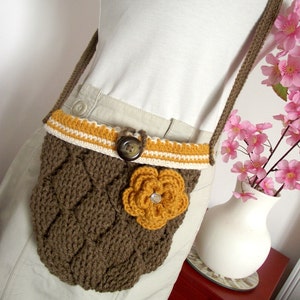 CROCHET BAG PATTERN  - Diamonds Bag - crochet crossbody pattern pdf pattern Instant Download Flower Bag purse with button crochet pattern