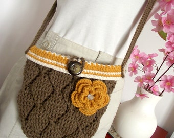 CROCHET BAG PATTERN  - Diamonds Bag - crochet crossbody pattern pdf pattern Instant Download Flower Bag purse with button crochet pattern