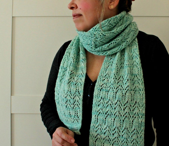 KNITTING PATTERN Lace Scarf Cathedral Bells Lace Scarf Easy Lace