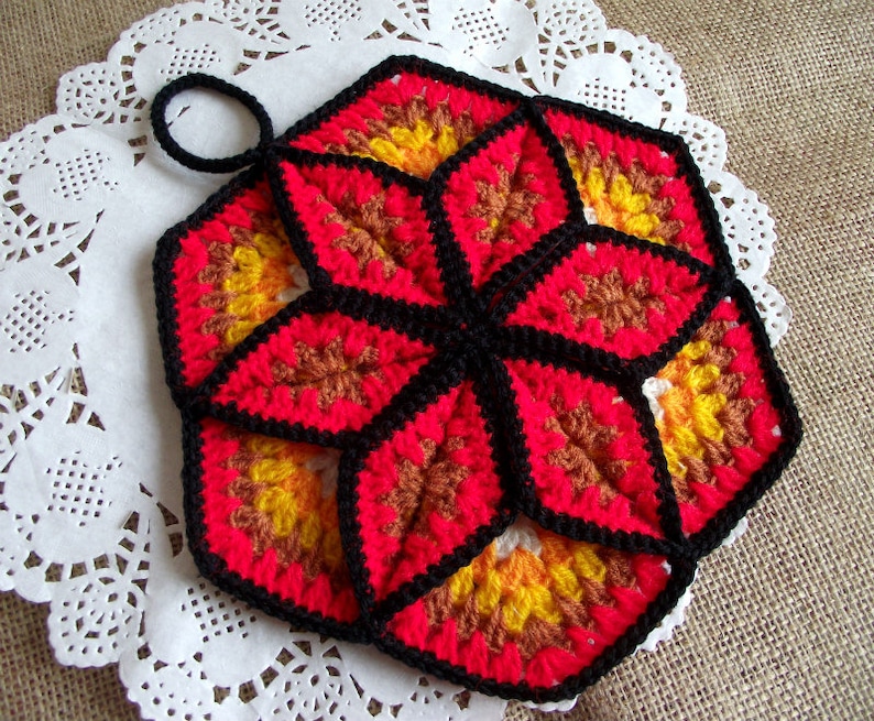 CROCHET PATTERN Pot Holder Lucky Star Pot Holder easy Crochet pattern Tea Pot Holder Granny square crochet pdf pattern Instant Download image 5