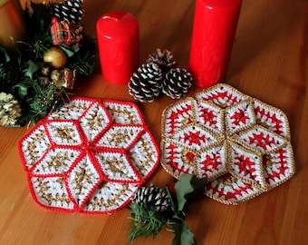 CROCHET PATTERN Lucky Christmas Pot Holders Pot Holder crochet doily home decor Kitchen Christmas Gifts  pdf pattern instant download