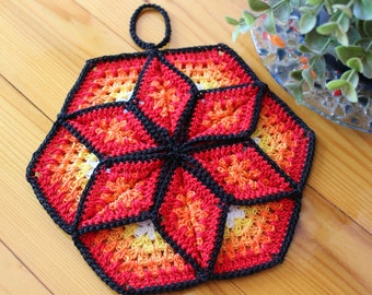 CROCHET PATTERN Pot Holder Lucky Star Pot Holder easy Crochet pattern Tea Pot Holder Granny square crochet pdf pattern Instant Download