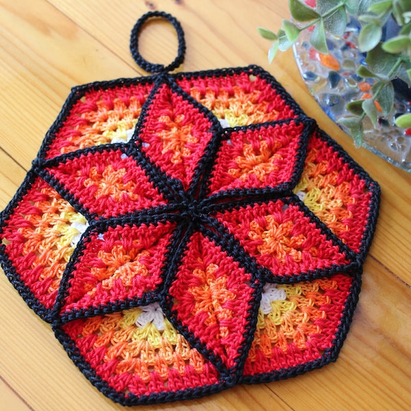 CROCHET PATTERN Pot Holder Lucky Star Pot Holder easy Crochet pattern Tea Pot Holder Granny square crochet pdf pattern Instant Download