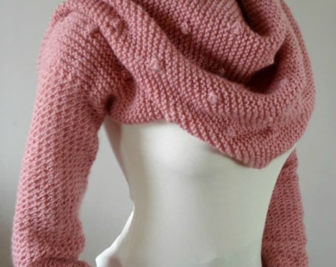 KNITTING PATTERN Hood Scarf With Sleeves - Celine Hooded Scarf - Cowl ...
