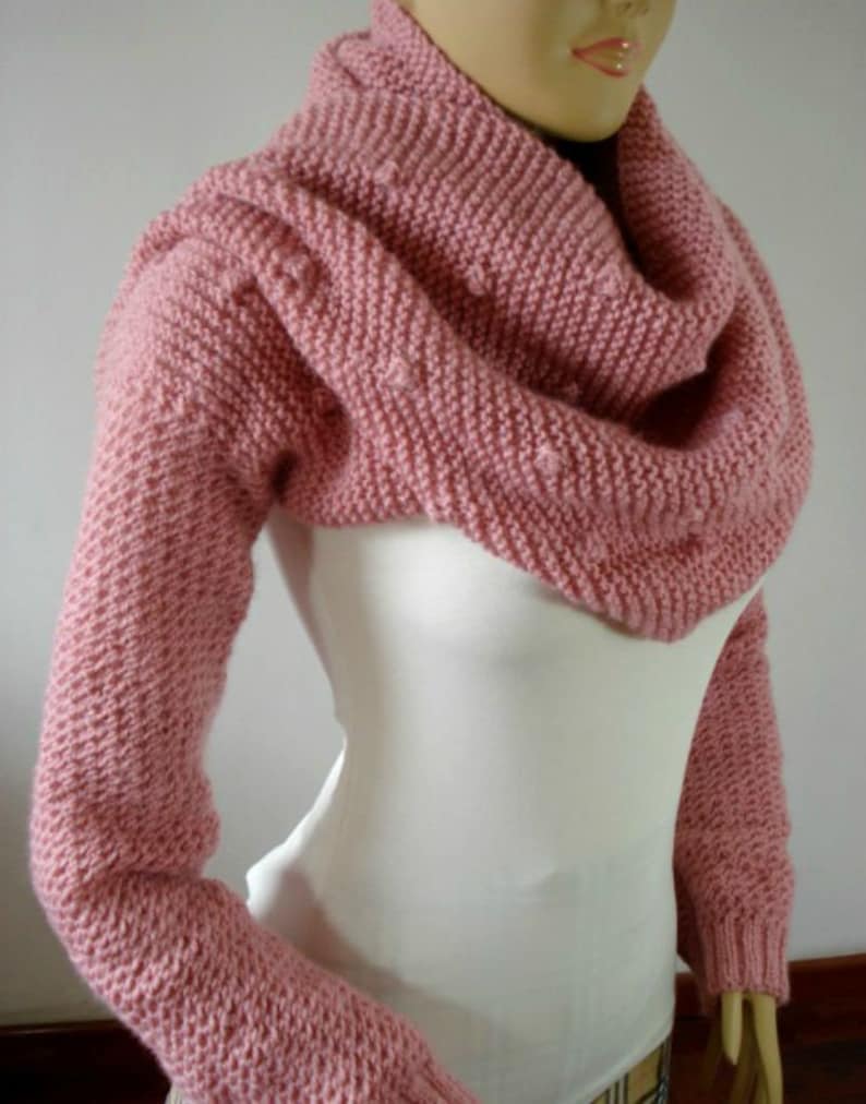 Knitting Pattern: Celine Hooded Scarf With Sleeves (PDF Download) - Etsy