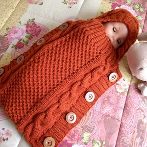 KNITTING PATTERN Baby Cocoon Sweet Snuggle Baby Cocoon pdf pattern Instant Download baby sleeping bag knit pattern image 1