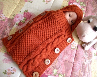 KNITTING PATTERN  Baby Cocoon - Sweet Snuggle Baby Cocoon pdf pattern Instant Download baby sleeping bag knit pattern