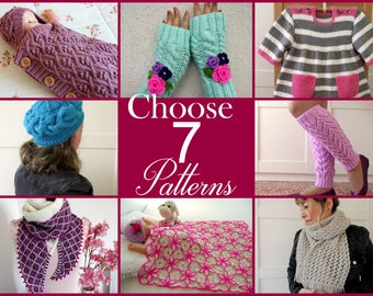 knitting and Crochet PATTERN DISCOUNT - CHOOSE 7 - Knitting & Crochet Patterns Your choice of 7 patterns Instant Download clear instructions