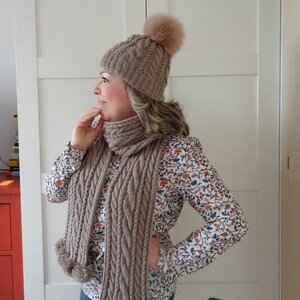 KNITTING HAT PATTERN Alpine Hat cables knit woman hat, knitting beanie hat faux pom-poms Hat patterns knit, pdf pattern Instant Download image 6