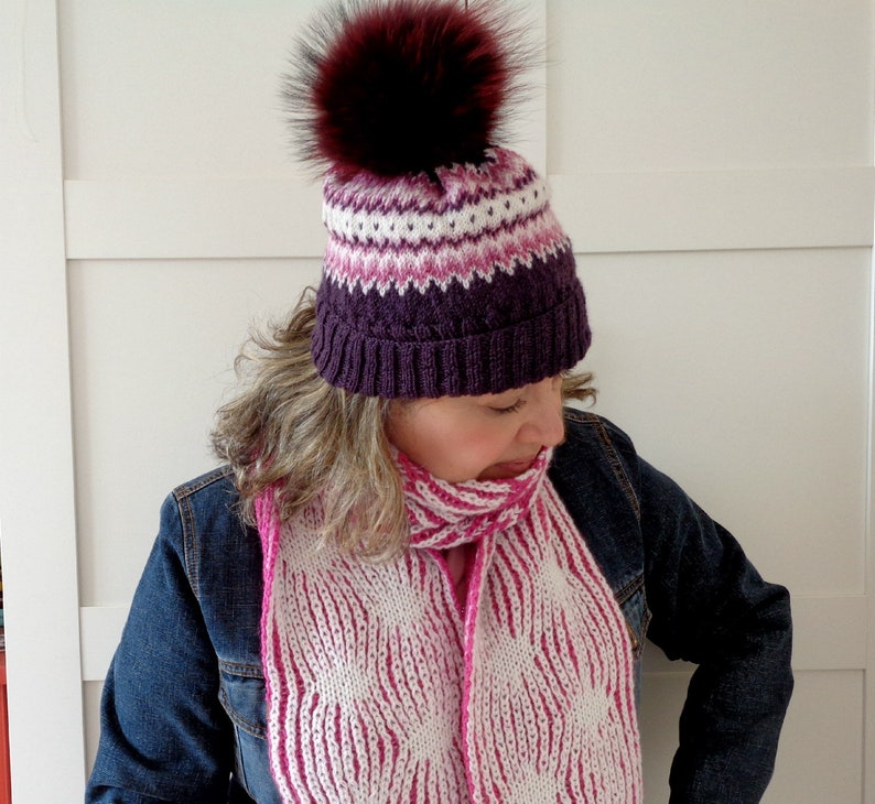 KNITTING HAT PATTERN Bubble Gum Hat Fair Isle Women Knitting Etsy