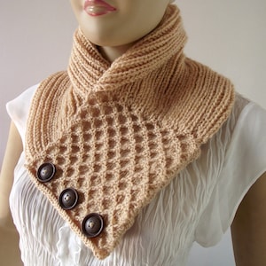 KNITTING COWL PATTERN - Honey Waffle Cowl - Scarf Pattern pdf pattern Instant Download Patterns Cozy Woman Cowl with buttons