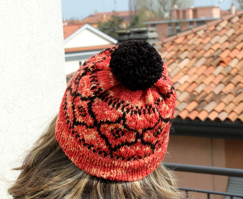 KNITTING HAT PATTERN Italian Vetro Hat beanie Hat pattern woman girl Hat pdf Pattern instant download easy fair isle knit hat image 3