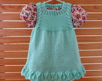 KNITTING PATTERN BABY dress Lucille Baby Jumper Dress lace bottom baby toddler dress, pdf pattern Instant Download knit patterns for babies