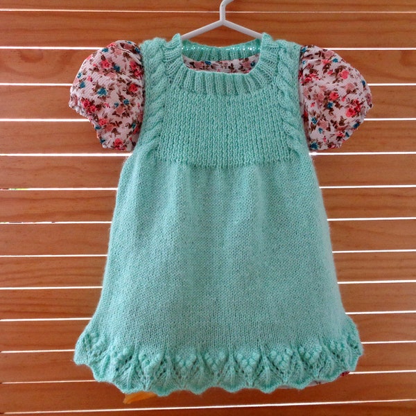 KNITTING PATTERN BABY dress Lucille Baby Jumper Dress lace bottom baby toddler dress, pdf pattern Instant Download knit patterns for babies