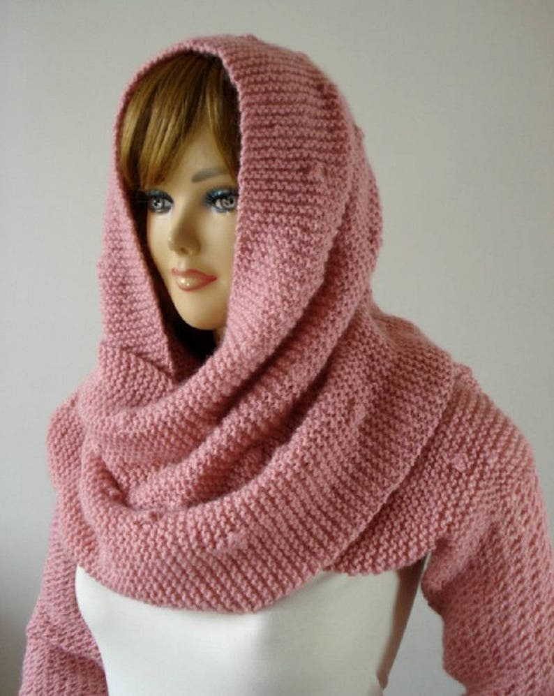 KNITTING PATTERN Hood Scarf Celine Hooded Scarf with long Etsy