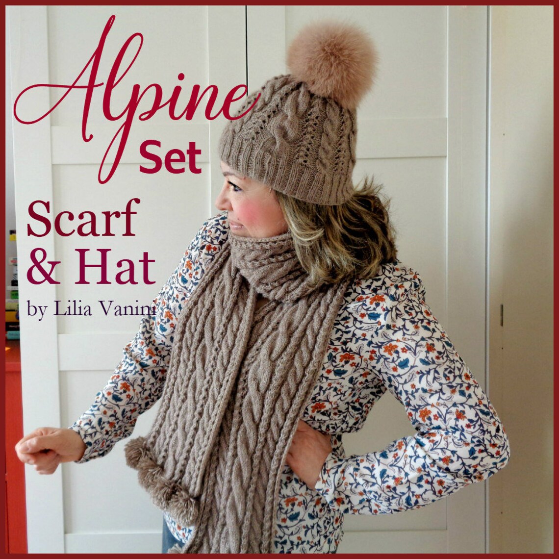 KNITTING PATTERN Scarf Hat Alpine Set Knit Cables Scarf and Hat ...