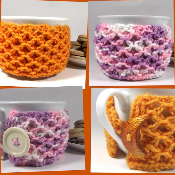 KNITTING PATTERN Cozy Cup Coffee Knit Mug Cosy Tea Lover Hot Drink Sleeve Cup Knit Pattern  Pdf File Instant Download