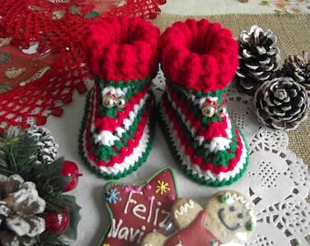 CROCHET PATTERN Baby Booties - Christmas Baby Booties - Christmas Bells Baby crochet Shoes Pattern handmade baby booties Instant Download