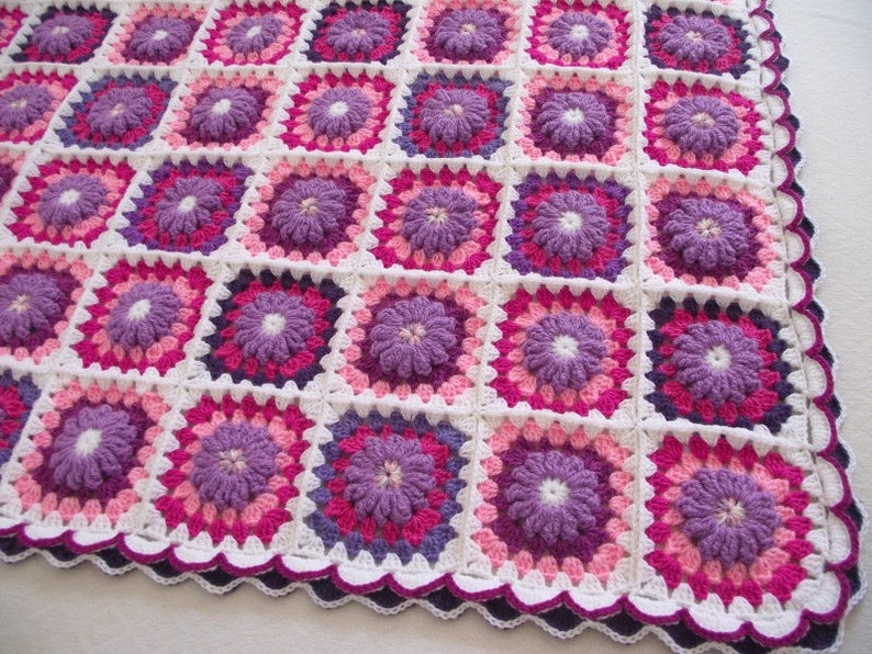 CROCHET PATTERN BLANKET Majesty Blanket granny squares blanket flowers blanket crocheted baby blanket pdf instant download motif flowers image 3