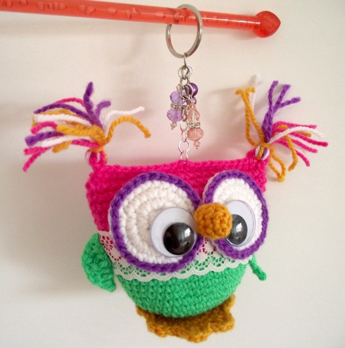 Crochet Pattern OWL Keychain AMIGURUMI Crocheted Owls Toy Pdf Etsy